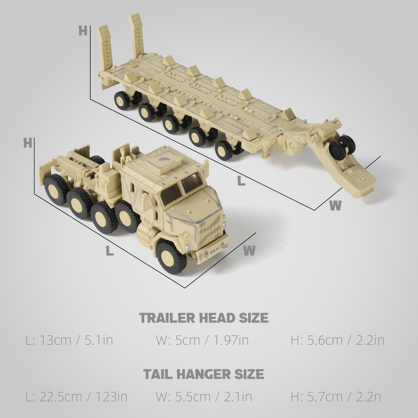 1/72 M1070 Military Truck Quick Build Model Kit (Yellow), Snap-Together Heavy Equipment Transporter Armored Vehicle