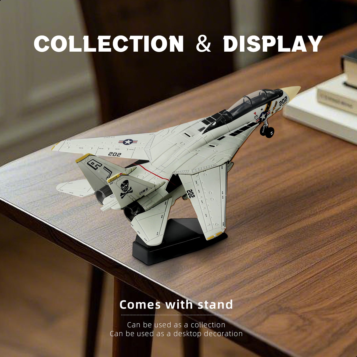 1/72 F-14 Tomcat Fighter Jet Quick Build Model Kit, Snap-Fit Military Aircraft with Display Stand (36 Pieces)