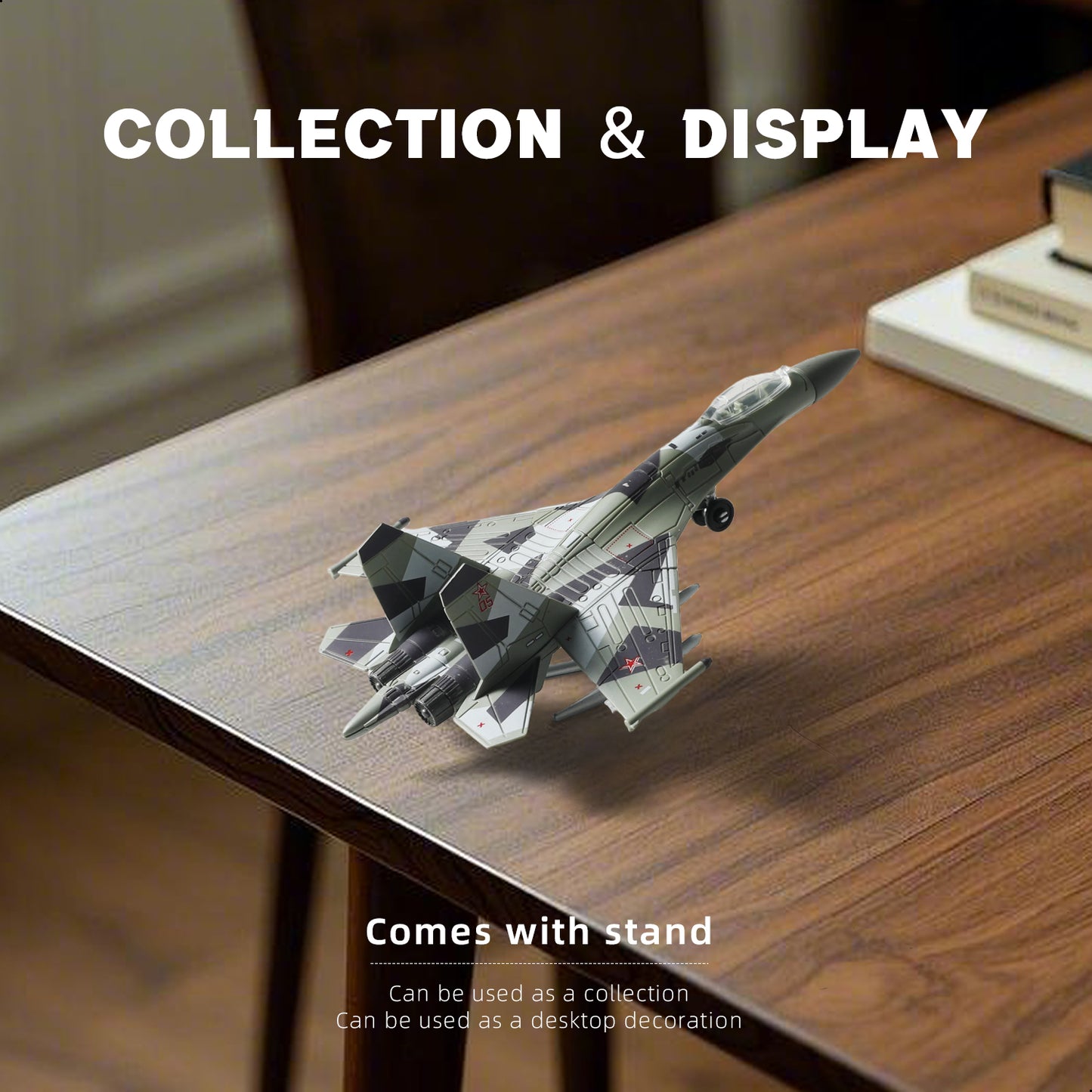 1/100 SU-35 Flanker-E Fighter Jet Quick Build Model Kit, Snap-Fit Russian Military Aircraft with Display Stand (25 Pieces)