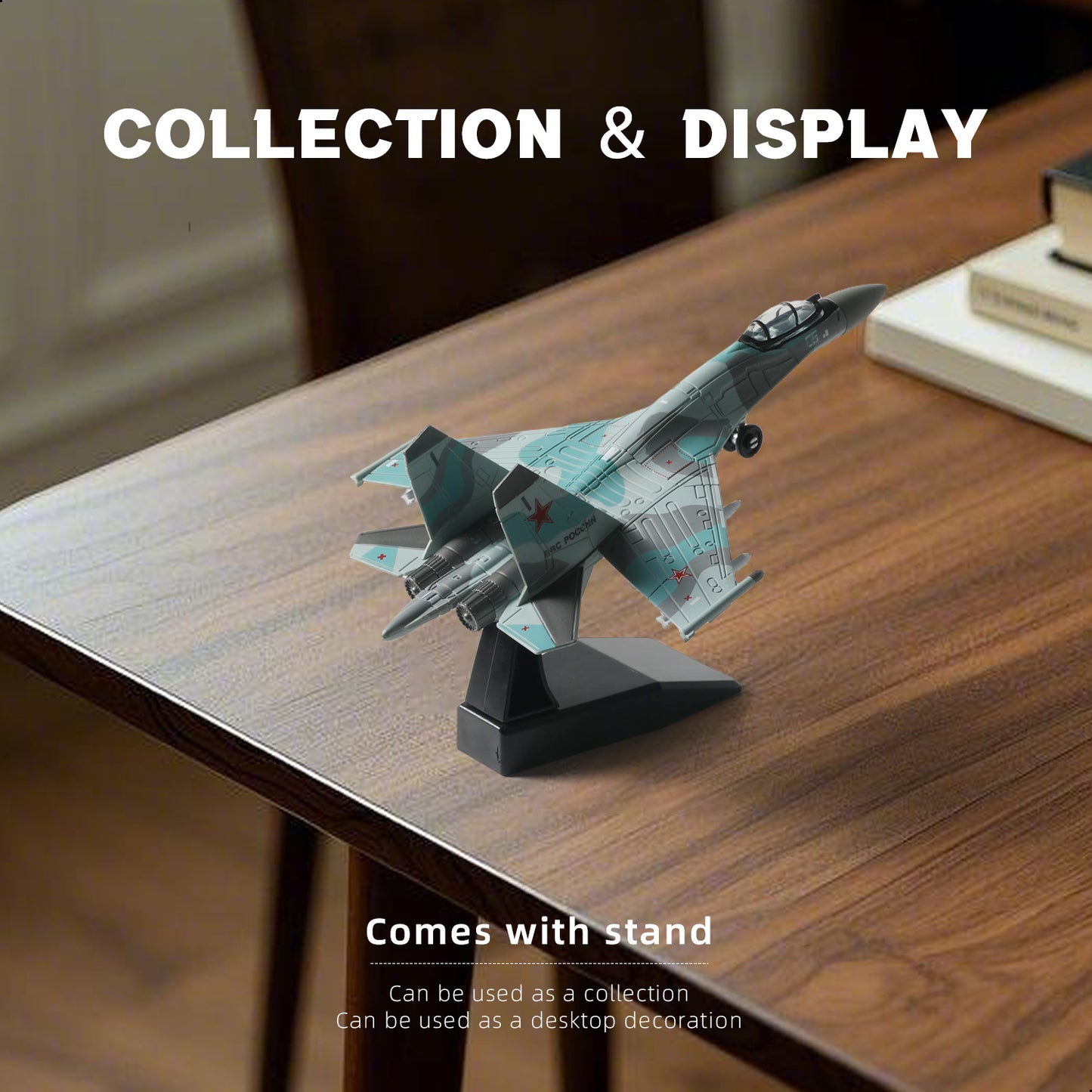 1/100 SU-35S Flanker-E Fighter Jet Quick Build Model Kit, Snap-Together Military Aircraft with Display Stand (25 Pieces)