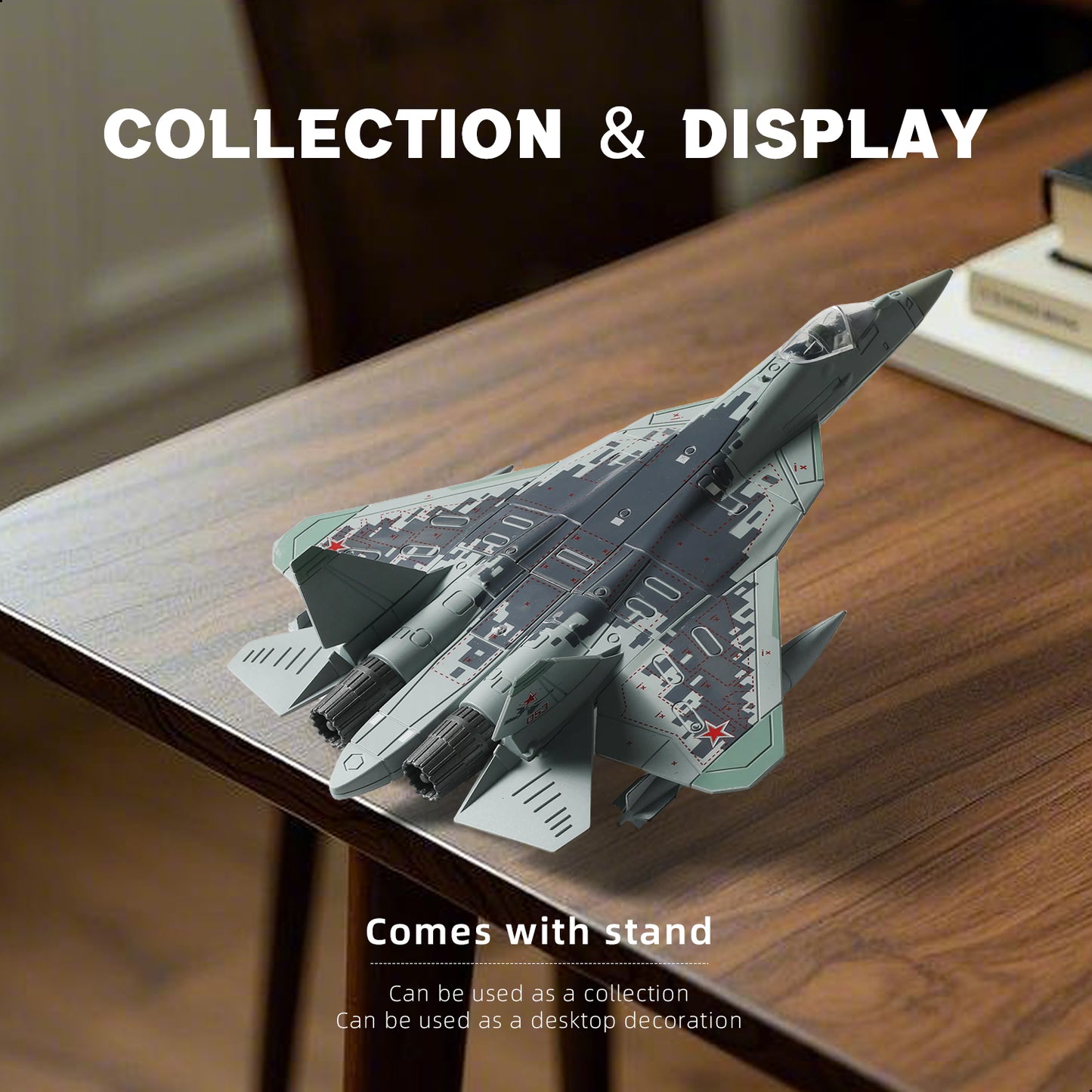 1/72 SU-57 Felon Fighter Jet Quick Build Model Kit, Snap-Fit Stealth Military Aircraft with Display Stand (31 Pieces)