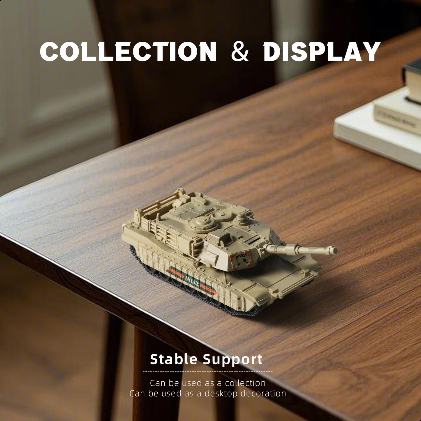 1/72 M1A2 Abrams Main Battle Tank Quick Build Model Kit, Snap-Together US Army Armored Vehicle (9 Pieces)