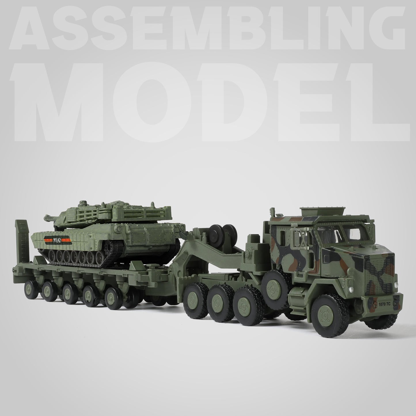 1/72 M1070 Military Truck Quick Build Model Kit (Green), Snap-Together Heavy Equipment Transporter Armored Vehicle