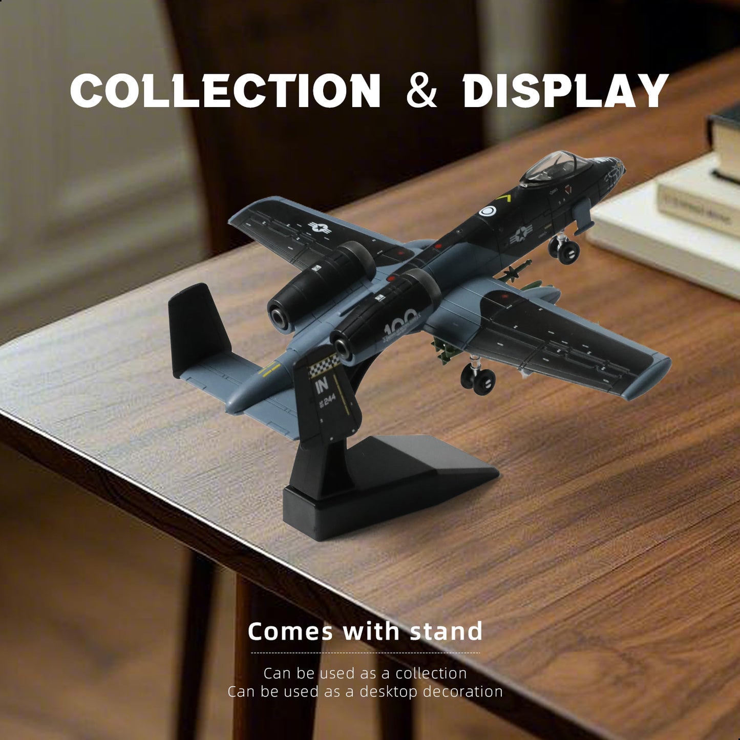1/72 A-10 Thunderbolt II Warthog Attack Jet Quick Build Model Kit, Snap-Together Military Aircraft with Display Stand (43 Pieces)