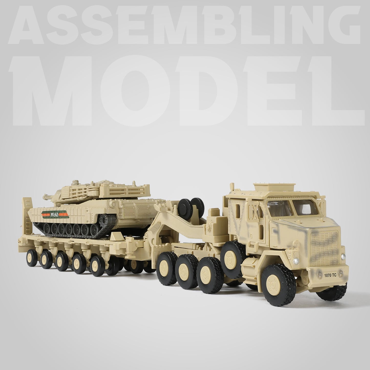 1/72 M1070 Military Truck Quick Build Model Kit (Yellow), Snap-Together Heavy Equipment Transporter Armored Vehicle