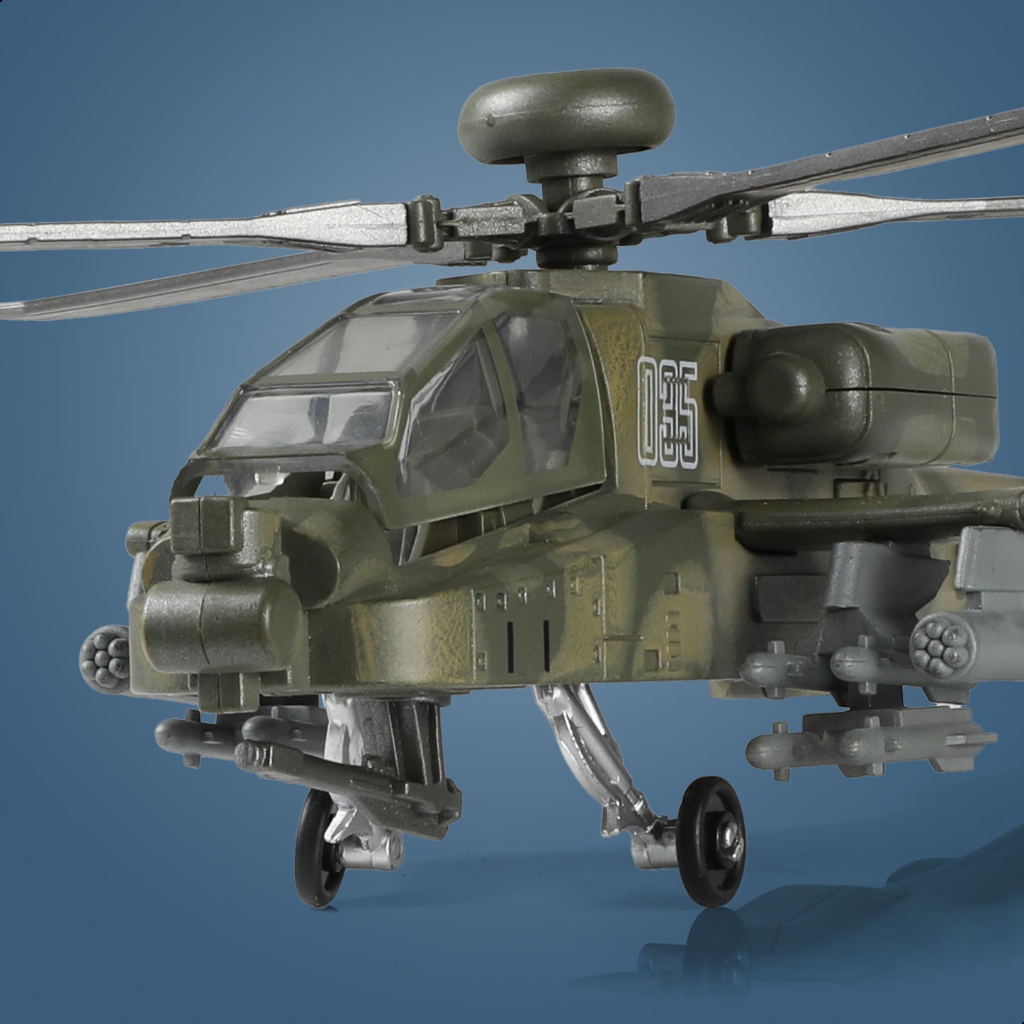 1/72 AH-64 Apache Attack Helicopter Quick Build Model Kit, Snap-Together Military Aircraft with Display Stand (25 Pieces)