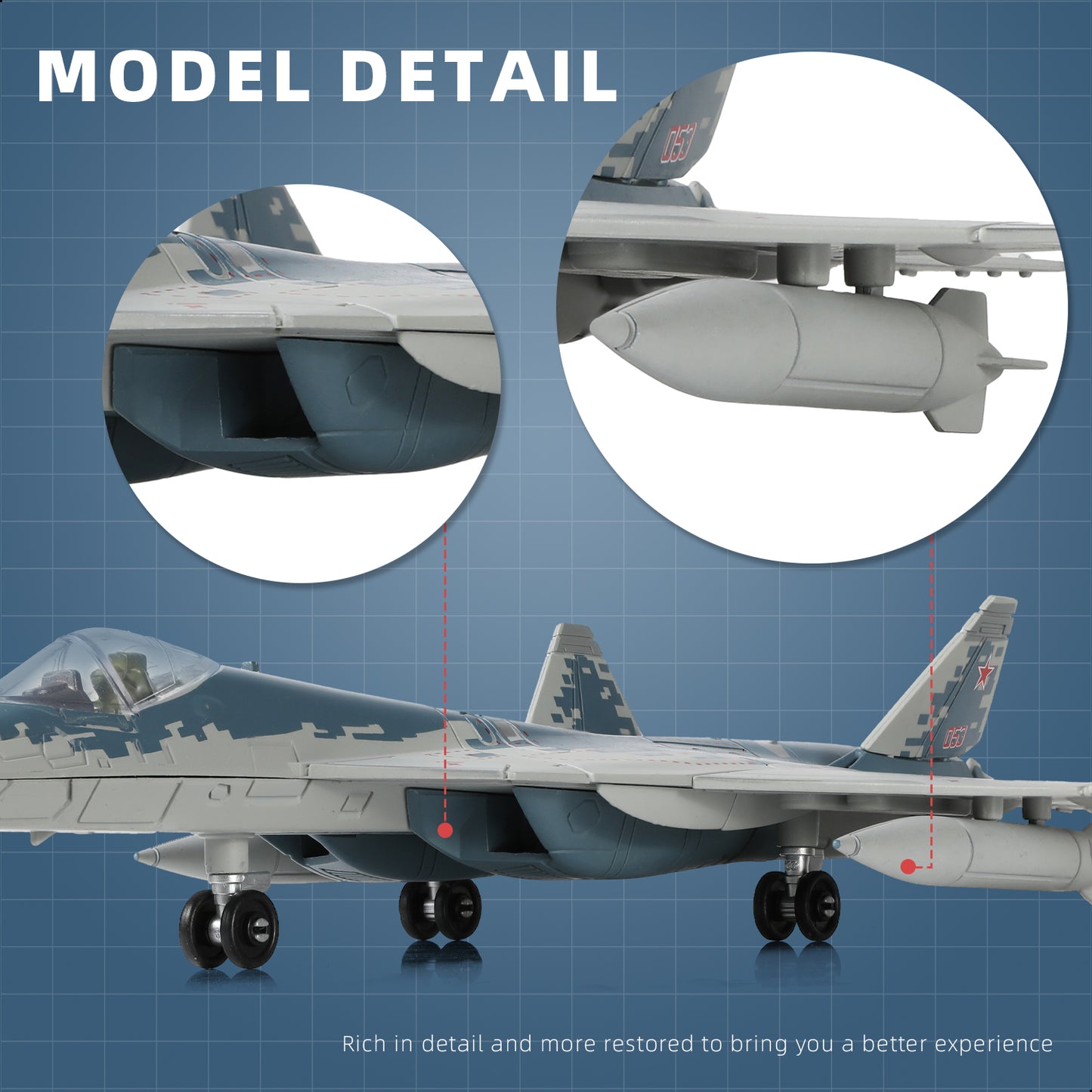 1/72 SU-57 Felon Stealth Fighter Quick Build Model Kit, Snap-Together Russian Military Aircraft (31 Pieces)